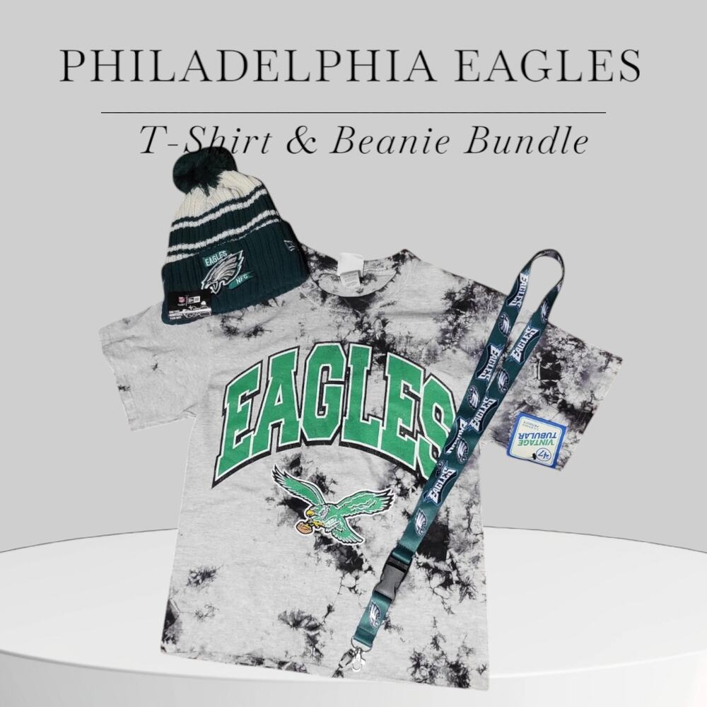 NWT Philadelphia Eagles NFL 3 Piece Bundle T-Shirt &‎ Beanie Women's Size S